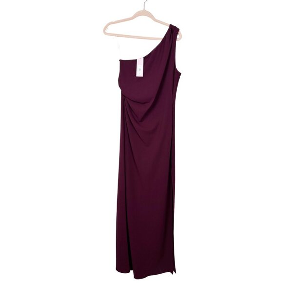 NWT SACHIN + BABI Cece Gown in Deep Wine One-Shoulder Maxi Dress Long Column 8 - Picture 5 of 14
